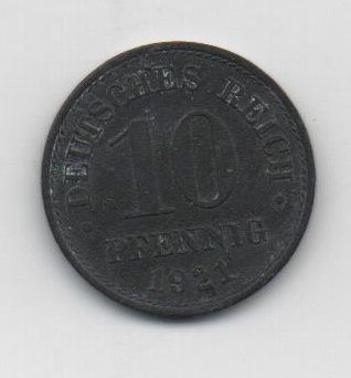 ALEMANIA IMPERIO DEL AÑO 1921 DE 10 PFENNIG 